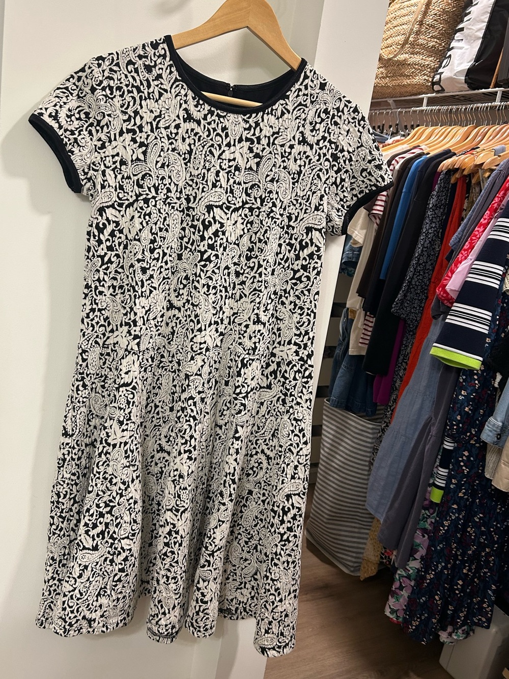 Blair Black & White Short-Sleeve Midi Dress